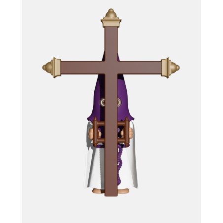 Juguetes Semana Santa Artabán: nazareno morado de capa con cruz de guía
