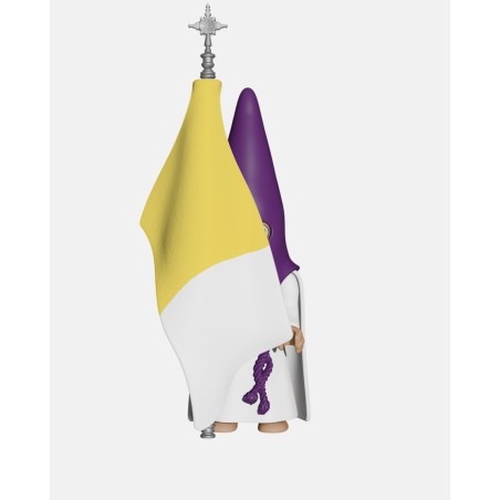 Juguetes Semana Santa Artabán: nazareno morado de capa con bandera pontificia