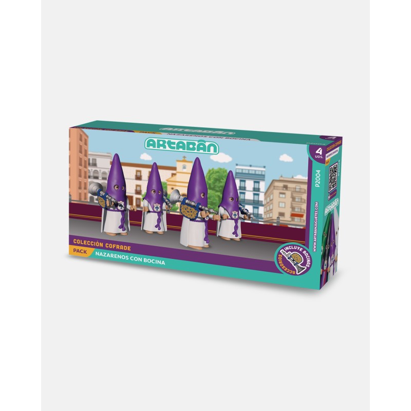Juguetes Semana Santa Artabán: pack nazareno morado de capa con bocina