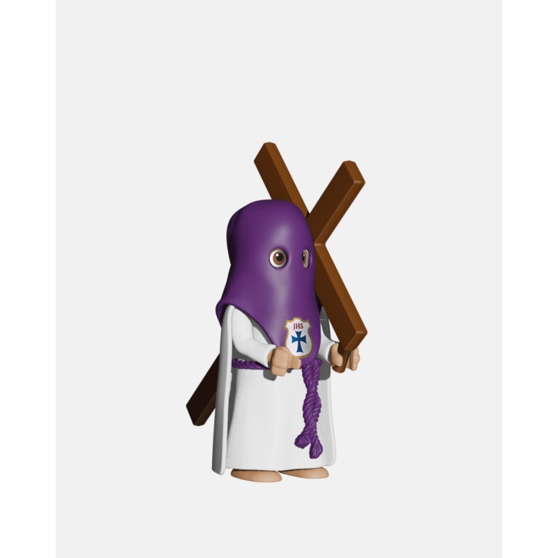 Juguetes Semana Santa Artabán: penitente morado de capa con cruz