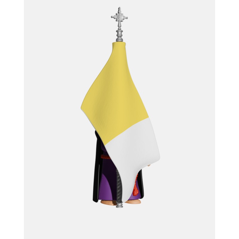 Juguetes Semana Santa Artabán: nazareno negro de capa con bandera pontificia