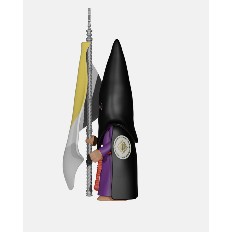 Juguetes Semana Santa Artabán: nazareno negro de capa con bandera pontificia