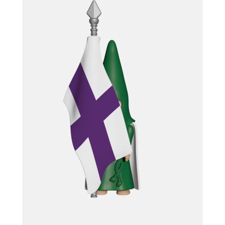 Juguetes Semana Santa Artabán: nazareno verde de capa con bandera de hermandad