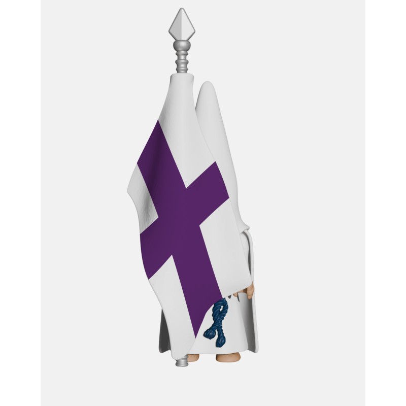 Juguetes Semana Santa Artabán: nazareno blanco de capa con bandera de hermandad