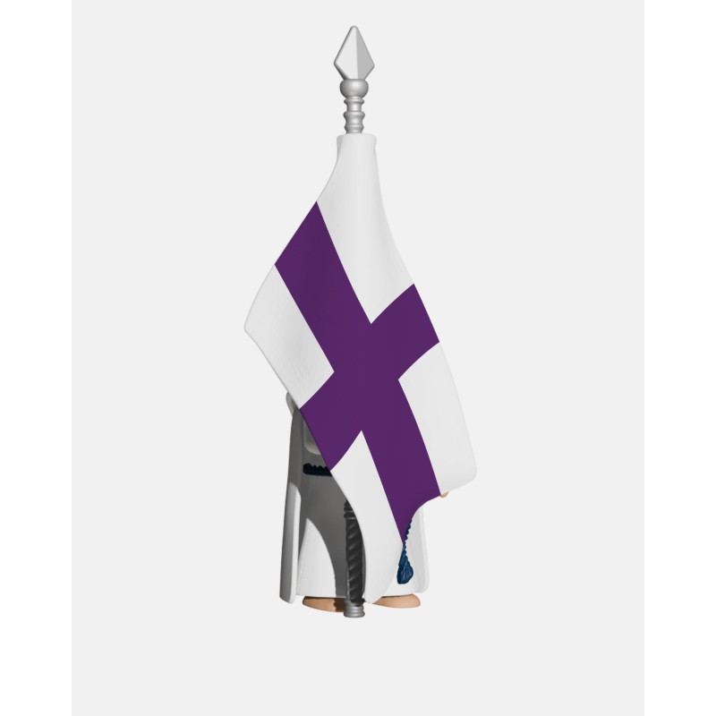 Juguetes Semana Santa Artabán: nazareno blanco de capa con bandera de hermandad