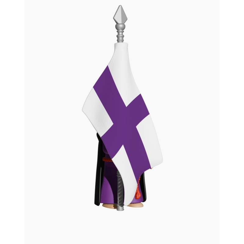 Juguetes Semana Santa Artabán: nazareno negro de capa con bandera de hermandad