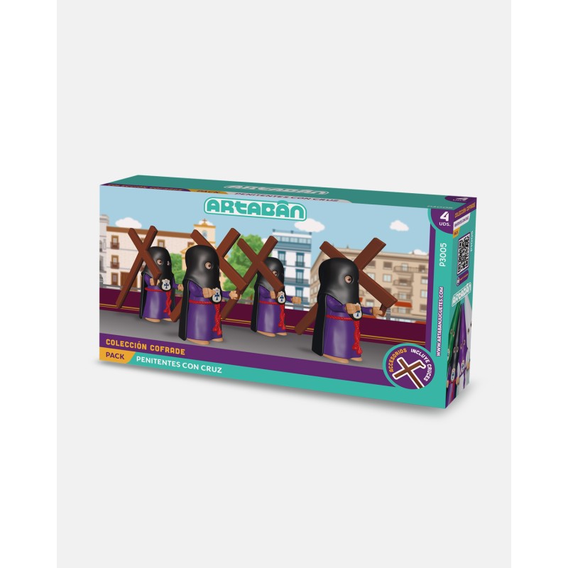 Pack 4 Penitentes Negro con Cruz P3005 · Semana Santa · Artabán Juguetes