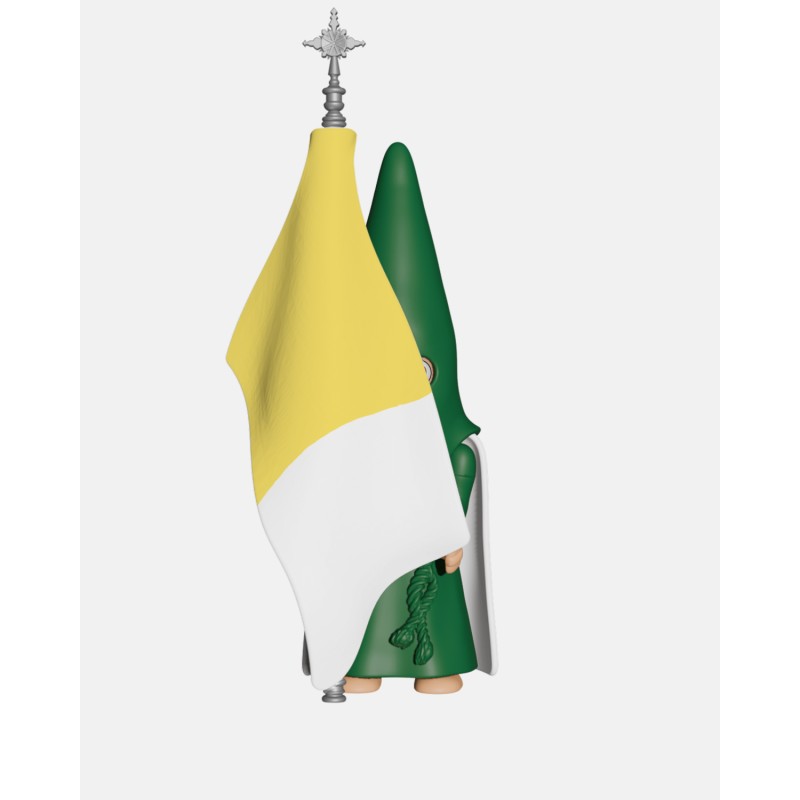 Juguetes Semana Santa Artabán: nazareno verde de capa con bandera pontificia