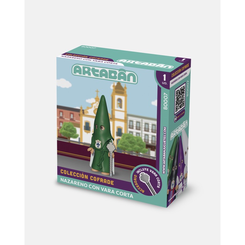 Juguetes Semana Santa Artabán: nazareno verde de capa con vara corta
